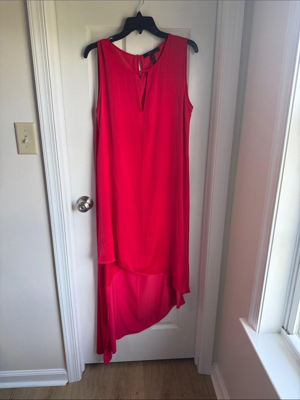 BCBGMaxAzria Sleeveless Asymmetrical Keyhole Dress in Bright Red